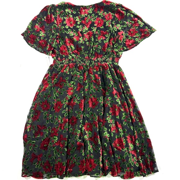 New ModCloth Flutterly Fabulous A Line Dress Happy Holly Days - Picture 3 of 7
